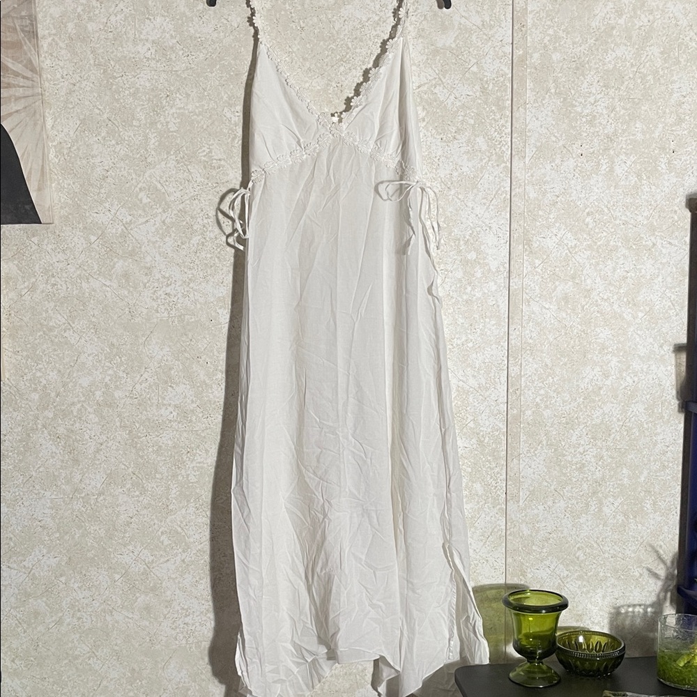 Cato White Sleeveless Maxi Dress with Floral Trimmings
